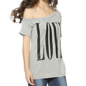 LOVE Off Shoulder Stretch Jersey Knit Top
